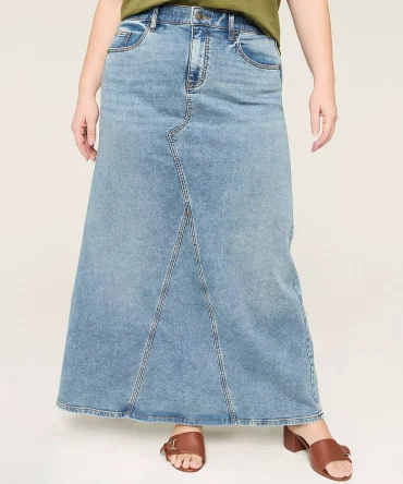 Denim High-Rise Maxi Skirt