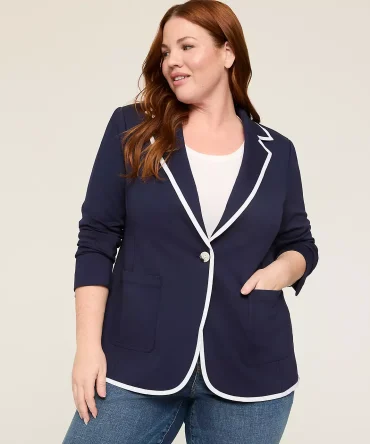 Ponte Contrast-Trim Blazer