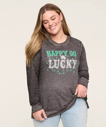 Embellished Happy Go Lucky Graphic Sweatshirt