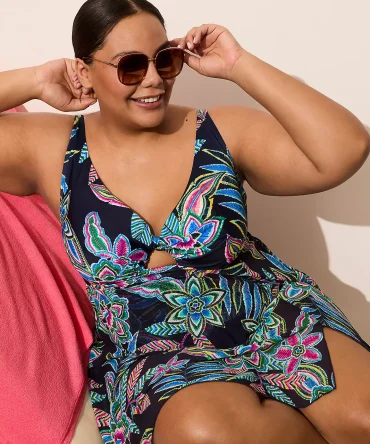 Underwire Plunge Swim Dress