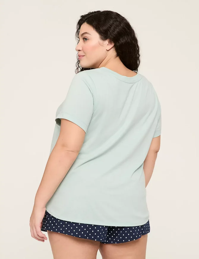 Comfy Cotton V-Neck Tee & Short PJ Set - Image 2