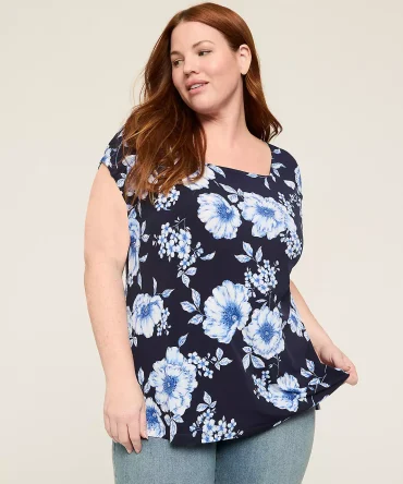 Dolman Short-Sleeve Square-Neck Top