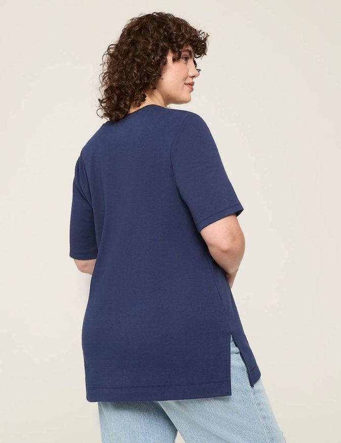 Elbow-Sleeve V-Neck Tunic Tee - Image 5