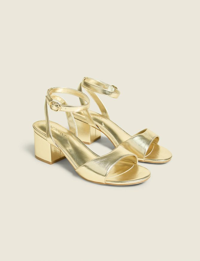 Dream Cloud Metallic Strappy Low Block Heel