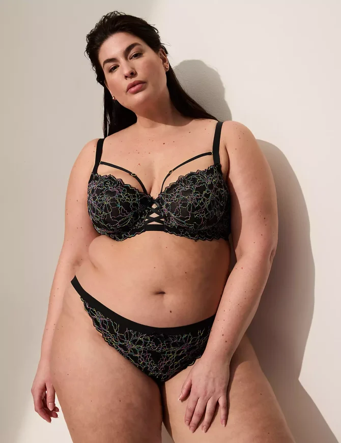 Strappy Rainbow Lace Unlined Balconette Bra - Image 4