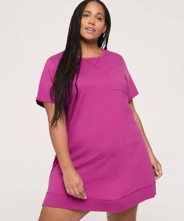 Comfy Cotton Rib-Trim Pocket Sleepshirt