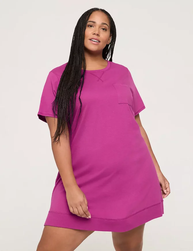 Comfy Cotton Rib-Trim Pocket Sleepshirt