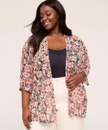 Kimono-Sleeve Open-Front Overpiece