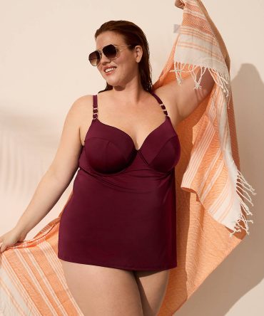 Underwire Balconette Chain-Detail Tankini Top