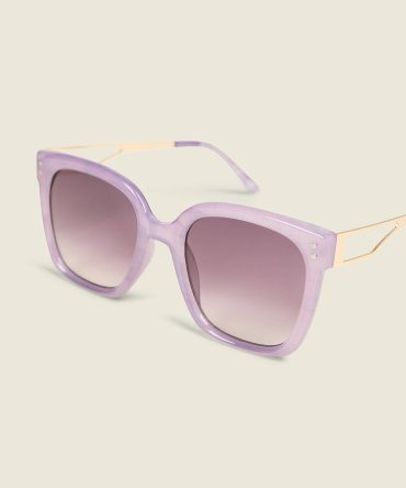 Purple Tortoiseshell Print Square Sunglasses