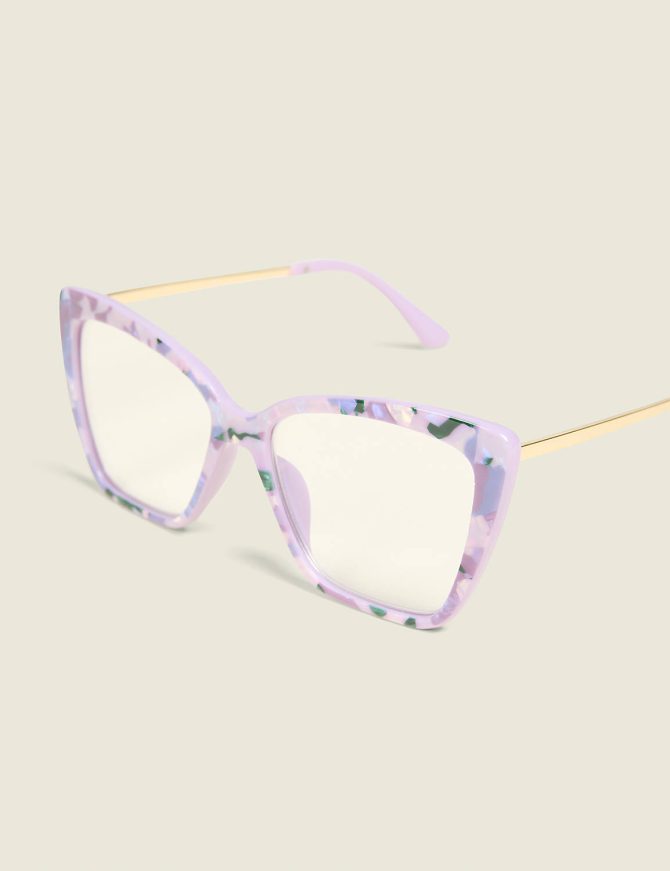 Purple Marble Cateye Reading Glasses