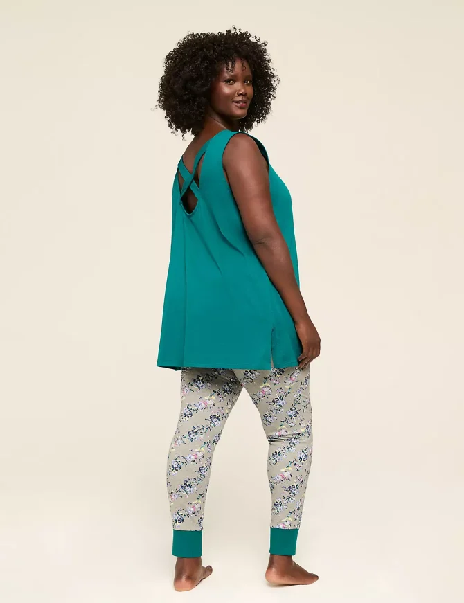 Comfy Cotton Cross-Back Tank & Legging PJ Set - Image 2