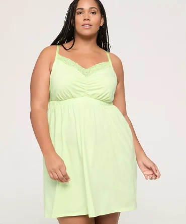 Comfy Cotton Lace-Trim Strappy-Back Chemise