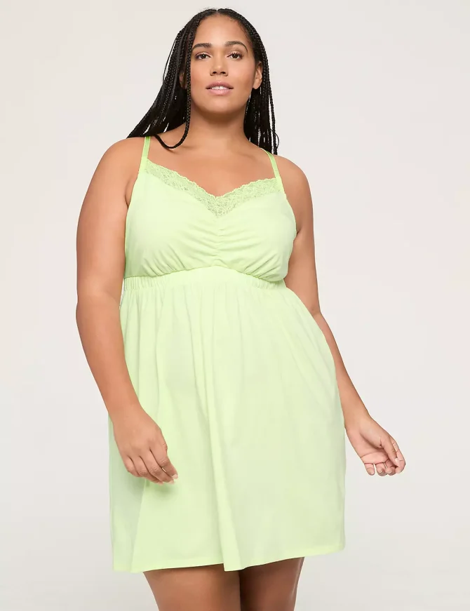 Comfy Cotton Lace-Trim Strappy-Back Chemise
