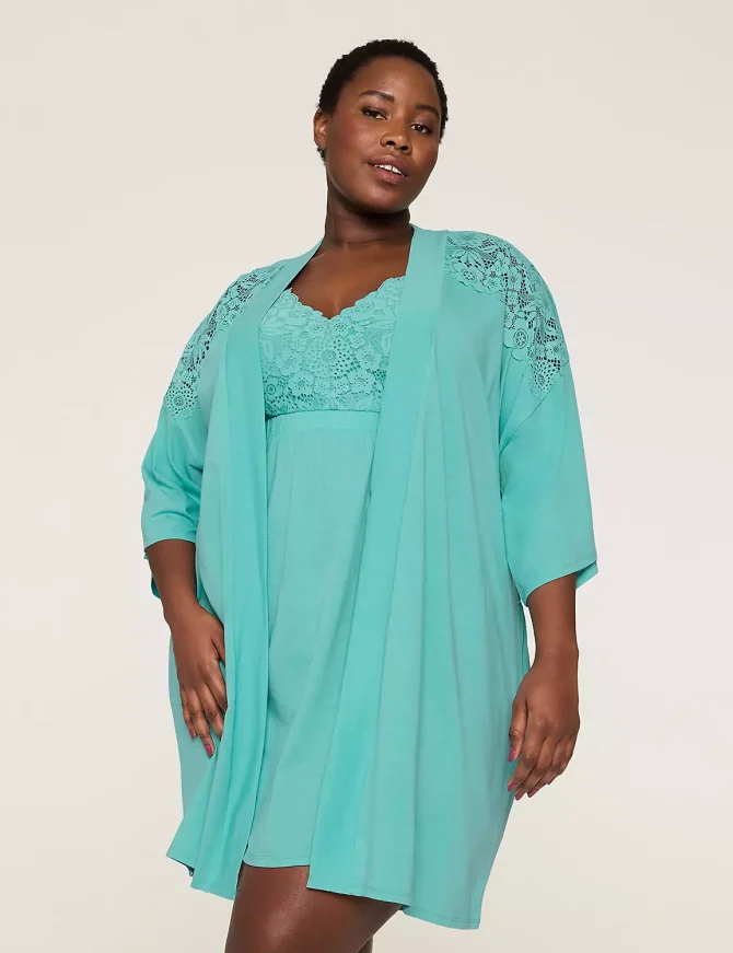 Comfy Cotton Lace-Trim Robe - Image 3