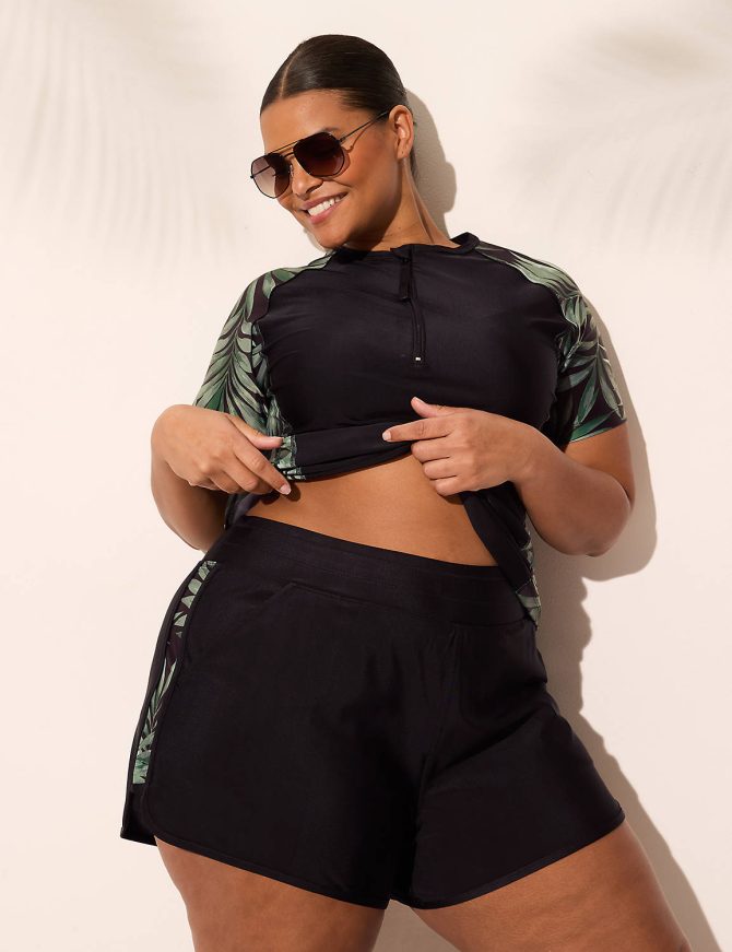 Quarter Zip Short-Sleeve Swim Rash Guard - Image 3