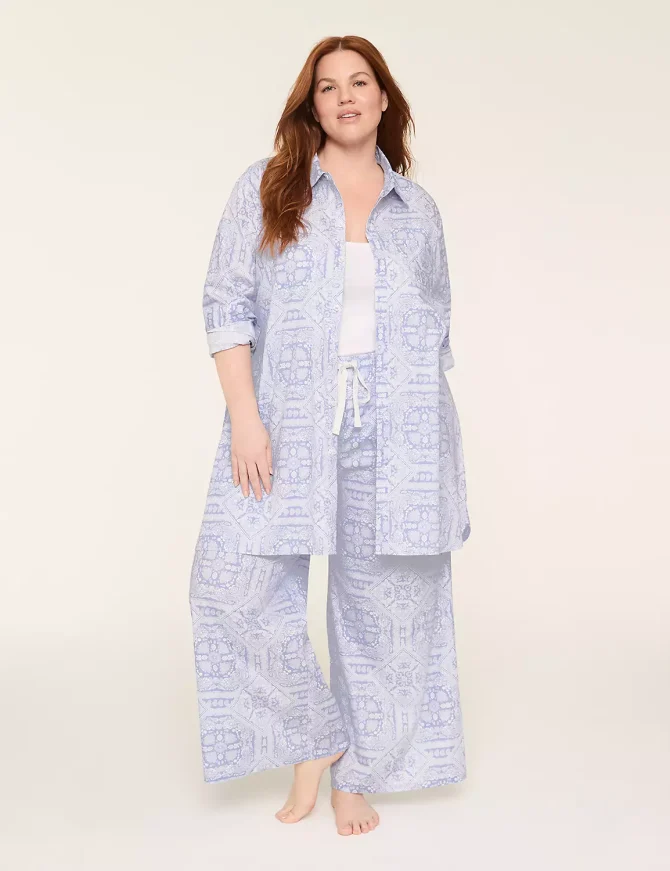 Cotton Poplin Collared Button-Down Sleepshirt - Image 6