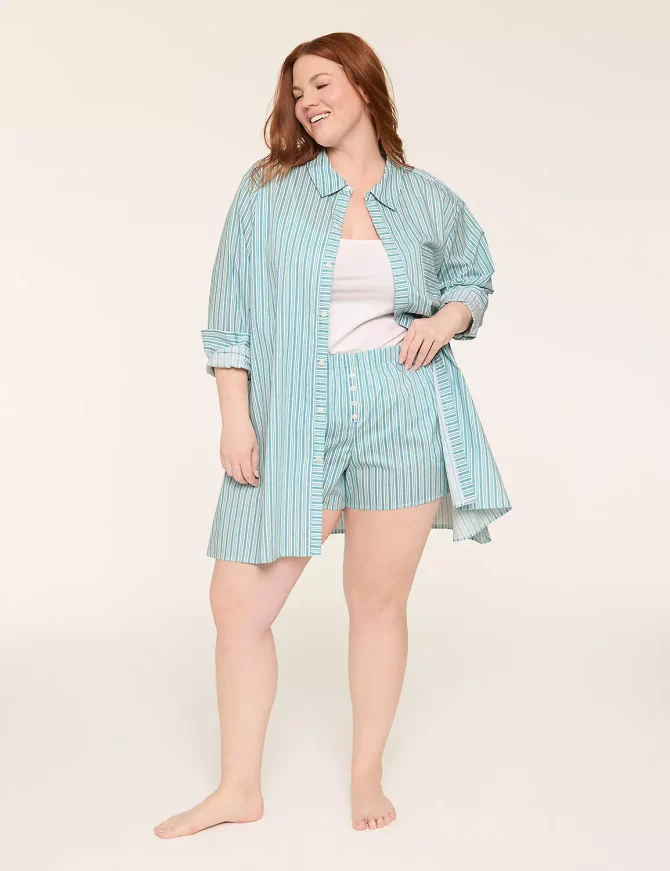 Cotton Poplin Collared Button-Down Sleepshirt - Image 3