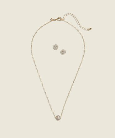 Goldtone Fireball Earring & Necklace Set