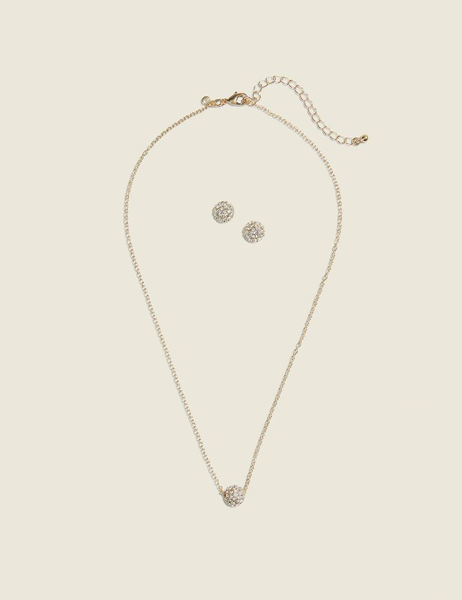 Goldtone Fireball Earring & Necklace Set