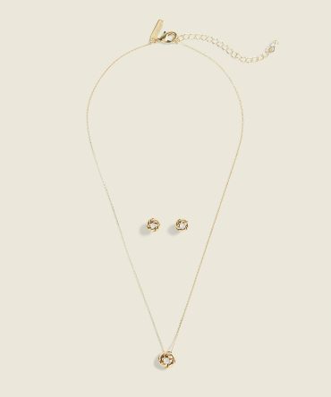 Goldtone Knot Earring & Necklace Set