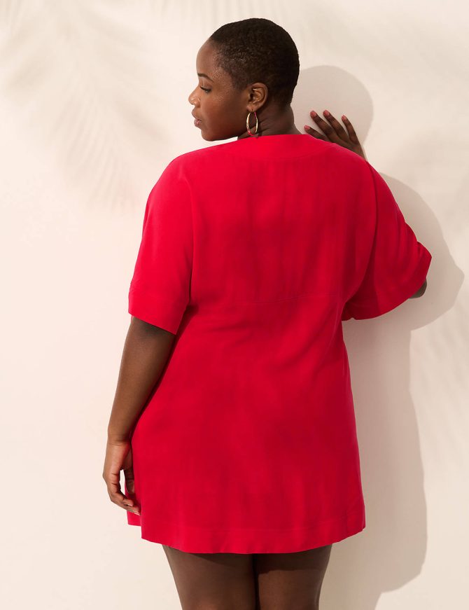Woven Challis O-Ring Dolman-Sleeve Cover-Up - Image 2