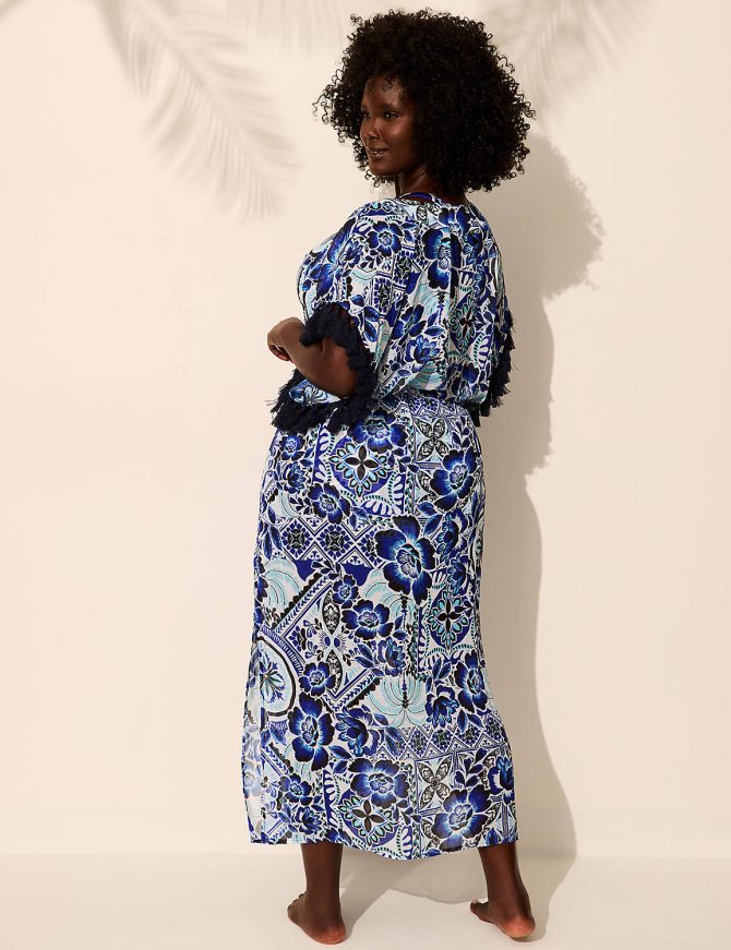Chiffon Tassel-Trim Duster Cover-Up - Image 2