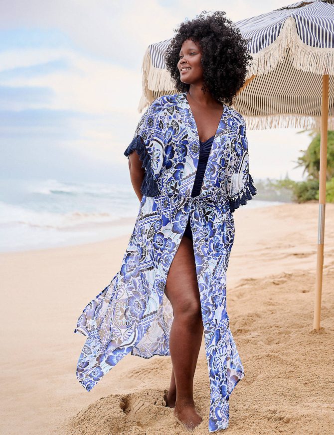 Chiffon Tassel-Trim Duster Cover-Up - Image 4