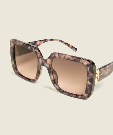 Purple Marble Side-Detail Square Sunglasses