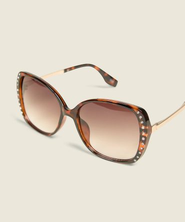 Rhinestone Tortoiseshell Print Sunglasses