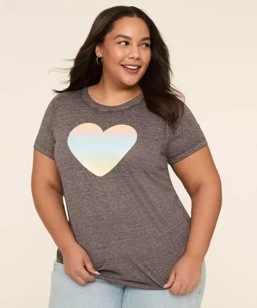 Glitter Ombre Heart Graphic Tee