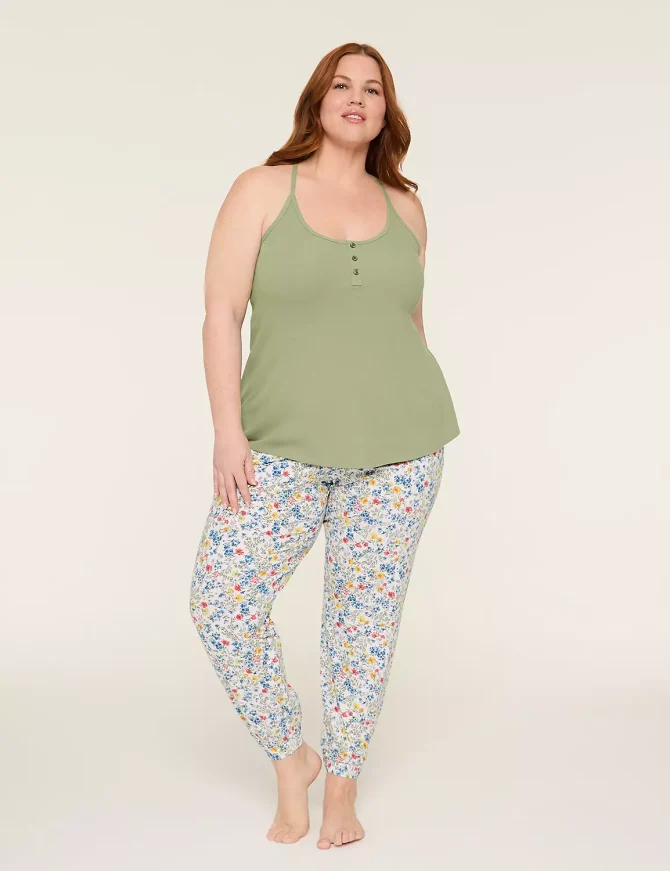 Rib Lace-Trim Cami & Jogger PJ Set - Image 5