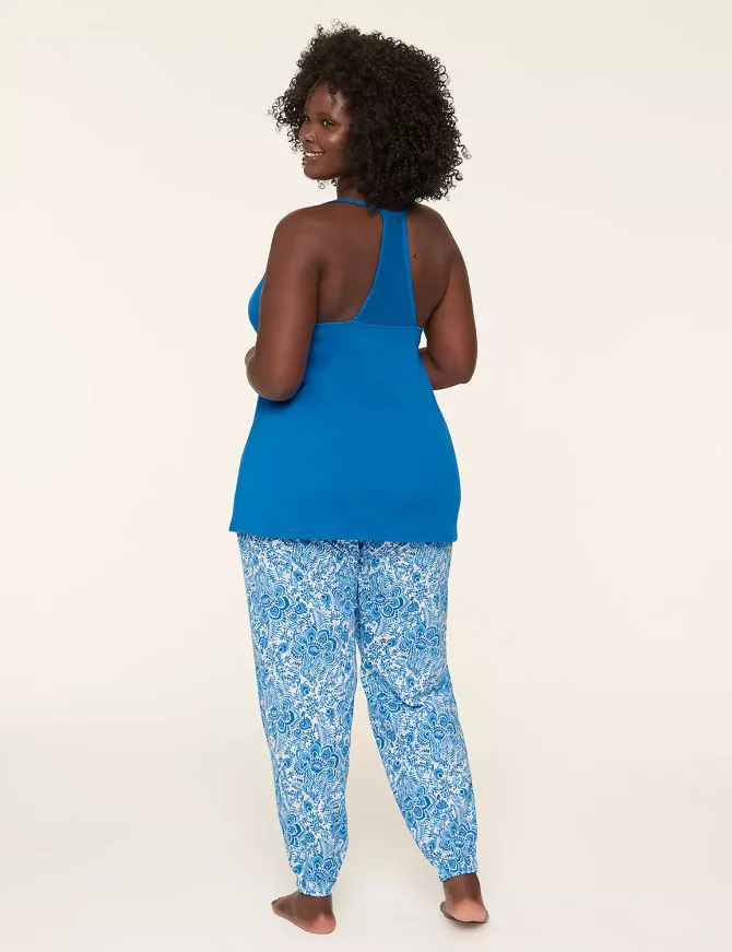Rib Lace-Trim Cami & Jogger PJ Set - Image 2