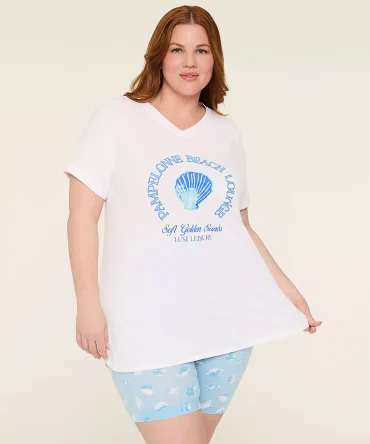 Comfy Cotton Tunic Tee & Bike Short PJ Set