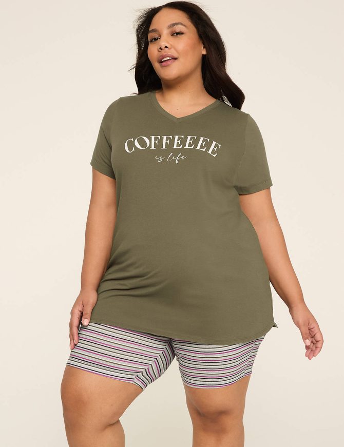Comfy Cotton Tunic Tee & Bike Short PJ Set