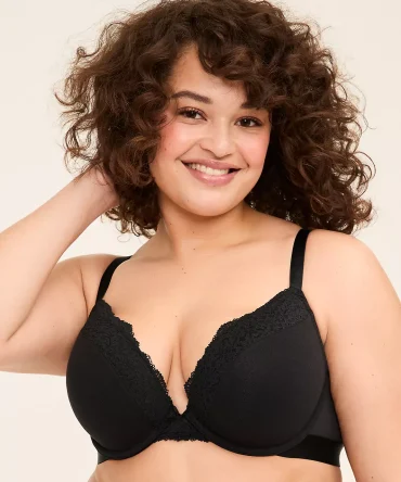 Cotton Boost Plunge Bra With Lace