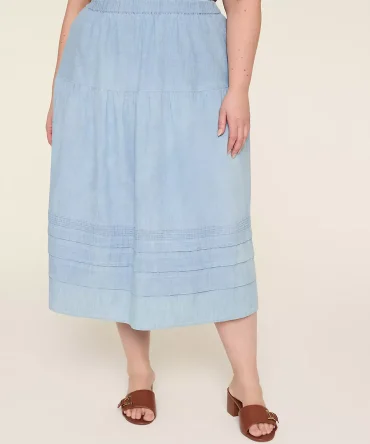 Chambray Pintuck Skirt