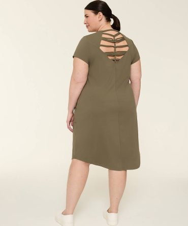 LIVI Soft Macrame-Back Midi Dress