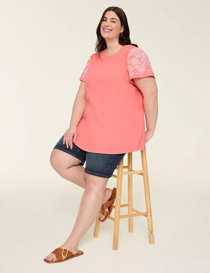 Eyelet-Sleeve Crew-Neck Top - Image 3