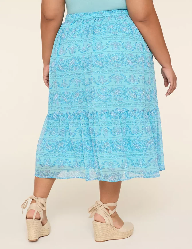 Drawstring-Waist Tiered Midi Skirt - Image 2