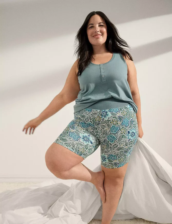 Comfy Cotton Henley Tunic & Bike Short PJ Set - Image 5