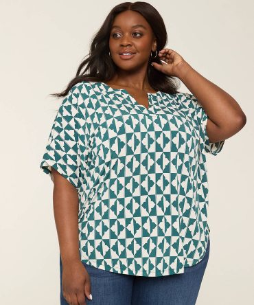 Dolman-Sleeve Notch-Neck Top