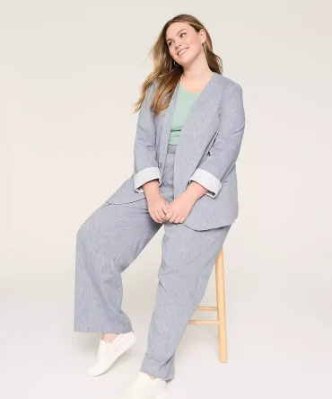 Twill Collarless Blazer
