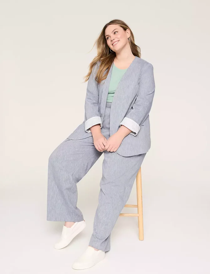 Twill Collarless Blazer