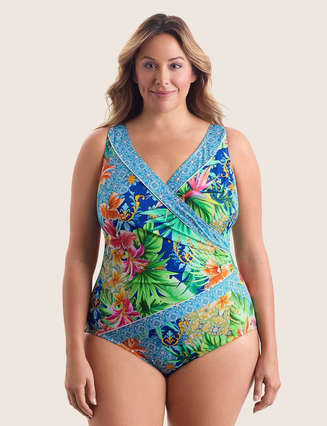 Longitude by Mimi Flamingo - Piped Surplice One Piece - Boca Raton