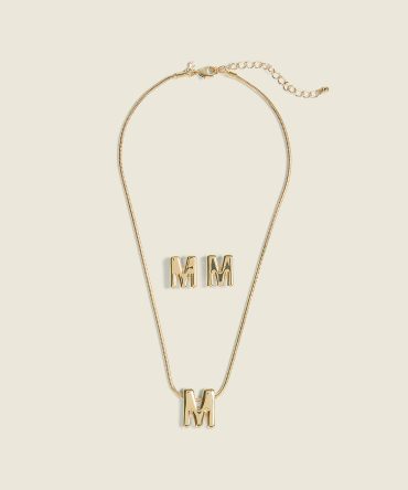 Initial Necklace & Earring Set