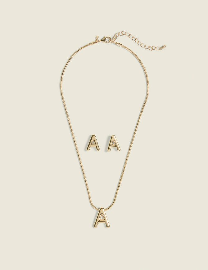 Initial Necklace & Earring Set - Image 4