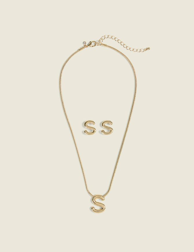 Initial Necklace & Earring Set - Image 5