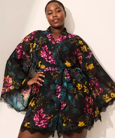 Lace-Trim Robe