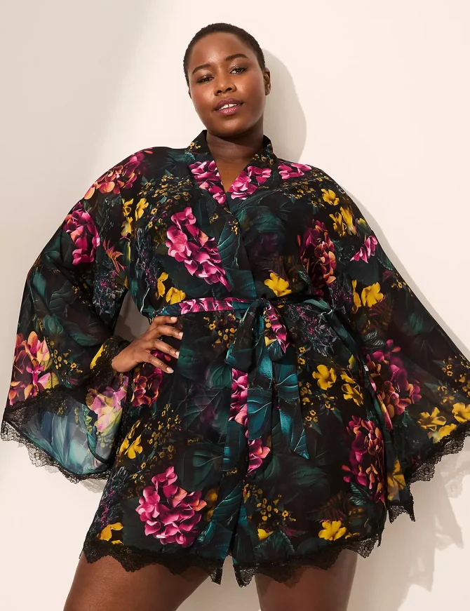Lace-Trim Robe